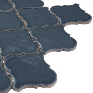 Arabesque 3.3" x 3.4" Blue Porcelain Glossy Mosaic Tile - Image 6