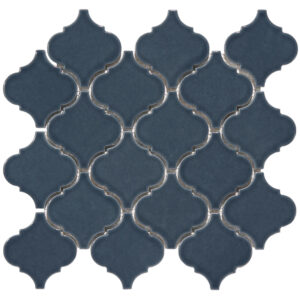 Arabesque 3.3" x 3.4" Blue Porcelain Glossy Mosaic Tile