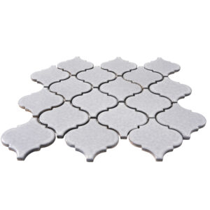 Arabesque 3.3" x 3.4" Light Grey Porcelain Glossy Mosaic Tile - Image 3