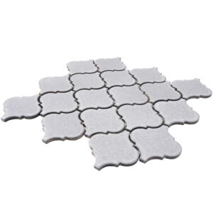 Arabesque 3.3" x 3.4" Light Grey Porcelain Glossy Mosaic Tile - Image 6