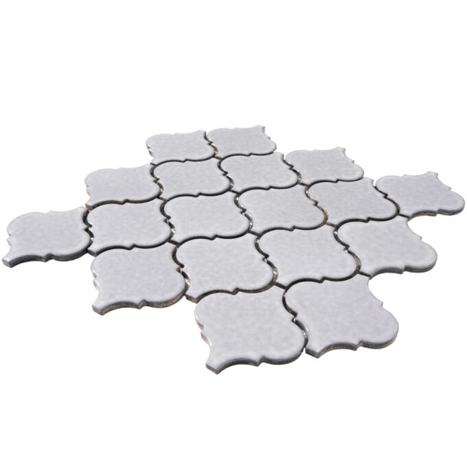 Arabesque 3.3" x 3.4" Light Grey Porcelain Glossy Mosaic Tile - Image 6