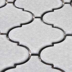 Arabesque 3.3" x 3.4" Light Grey Porcelain Glossy Mosaic Tile - Image 5