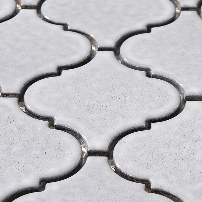 Arabesque 3.3" x 3.4" Light Grey Porcelain Glossy Mosaic Tile - Image 5