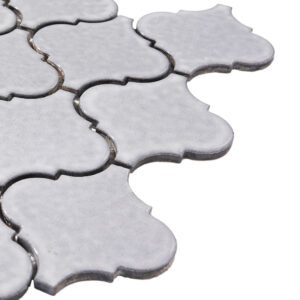 Arabesque 3.3" x 3.4" Light Grey Porcelain Glossy Mosaic Tile - Image 4