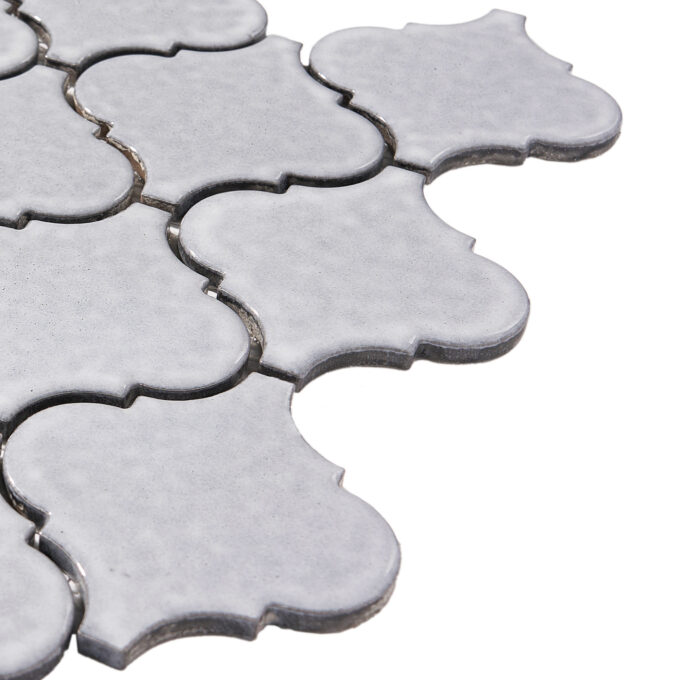 Arabesque 3.3" x 3.4" Light Grey Porcelain Glossy Mosaic Tile - Image 4