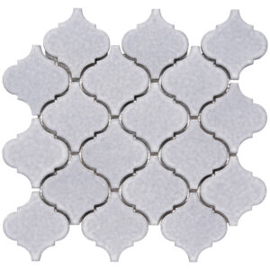 Arabesque 3.3" x 3.4" Light Grey Porcelain Glossy Mosaic Tile