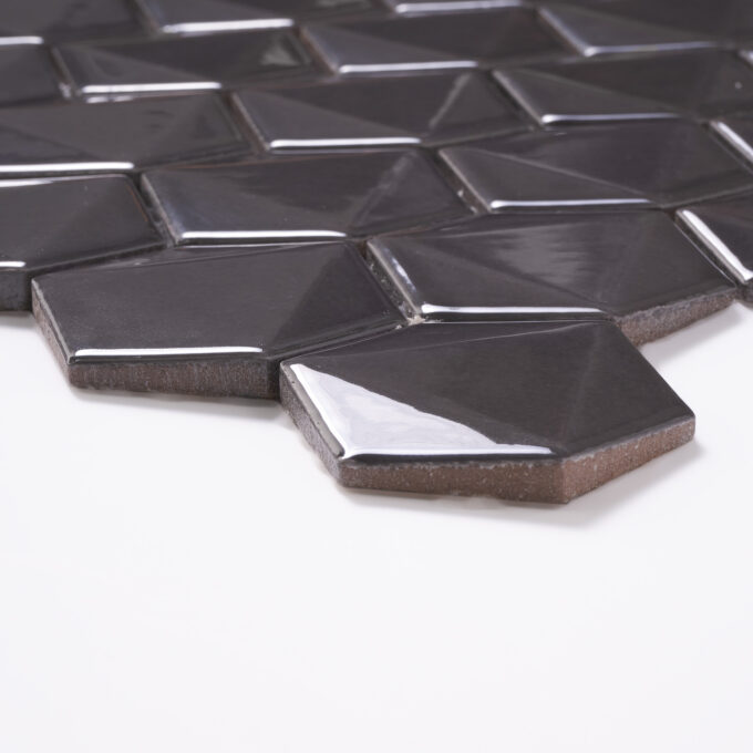 3D Hexagon 2" x 2" Brown Glossy Porcelain Mosaic Tile - Image 6