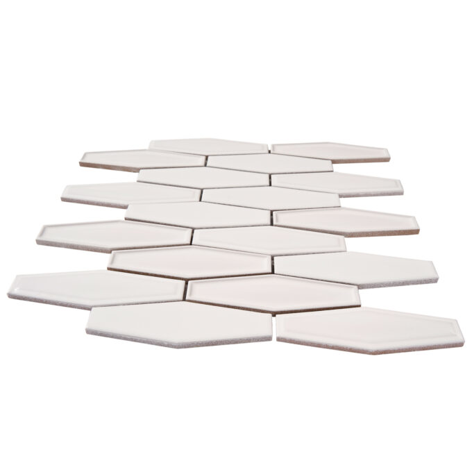Honeycomb 1.5" x 4.9" White Glossy Porcelain Mosaic Tile - Image 3