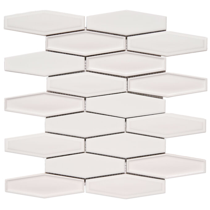 Honeycomb 1.5" x 4.9" White Glossy Porcelain Mosaic Tile