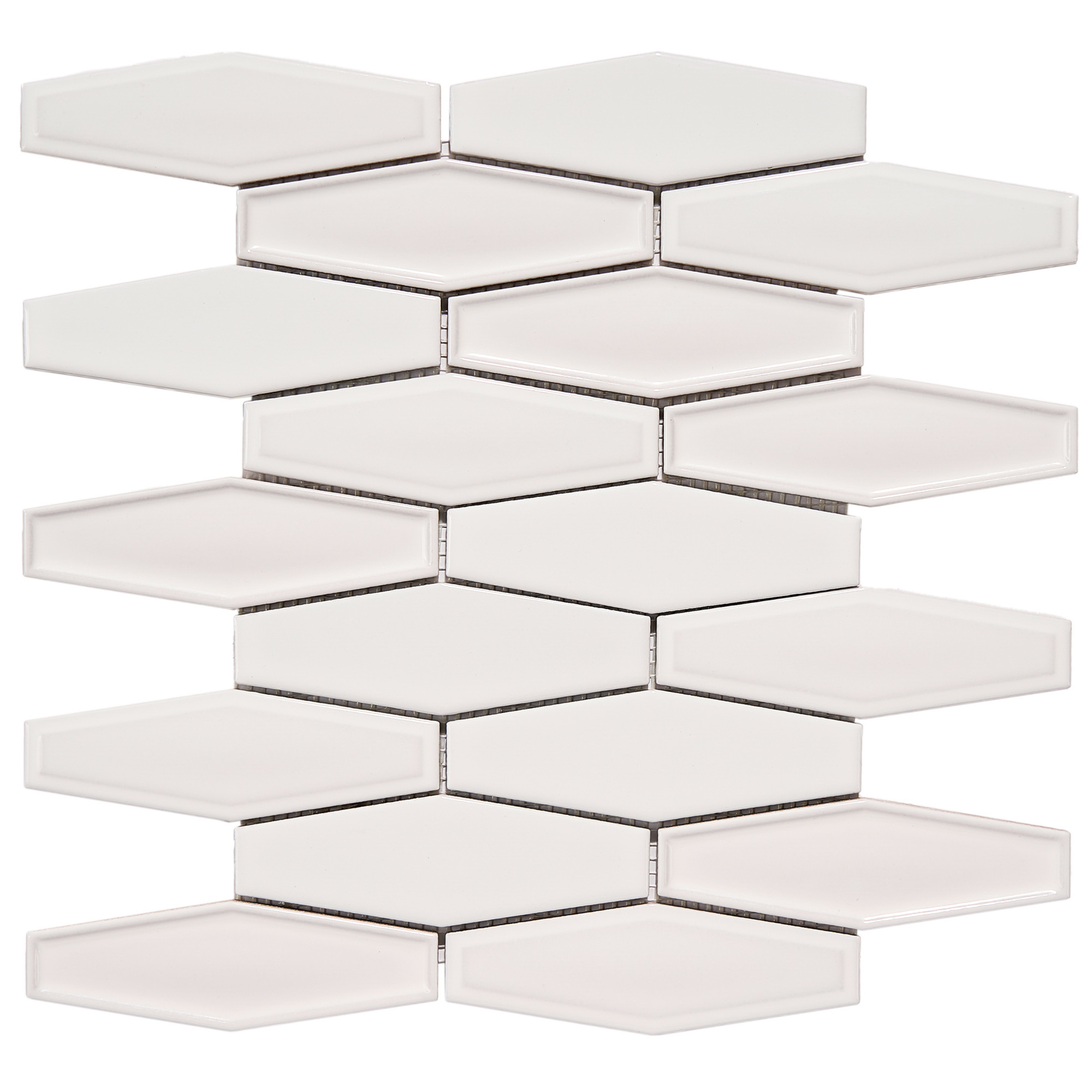 Honeycomb 1.5″ x 4.9″ White Glossy Porcelain Mosaic Tile