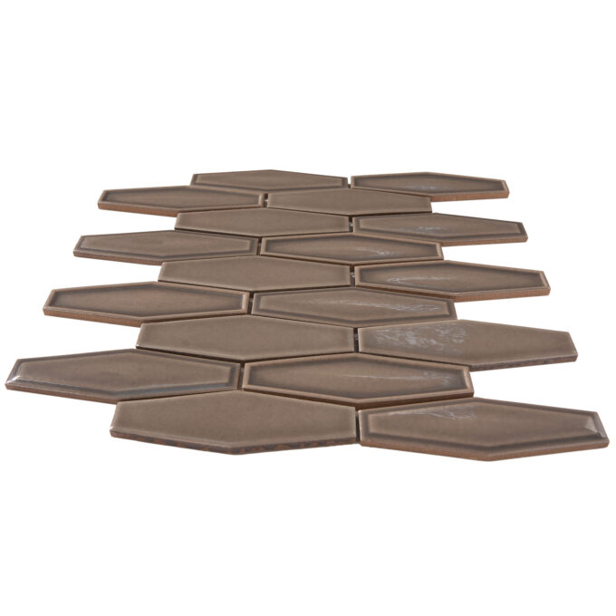 Honeycomb 1.5" x 4.9" Brown Glossy Porcelain Mosaic Tile - Image 4