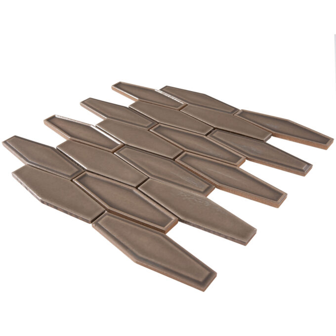 Honeycomb 1.5" x 4.9" Brown Glossy Porcelain Mosaic Tile - Image 3