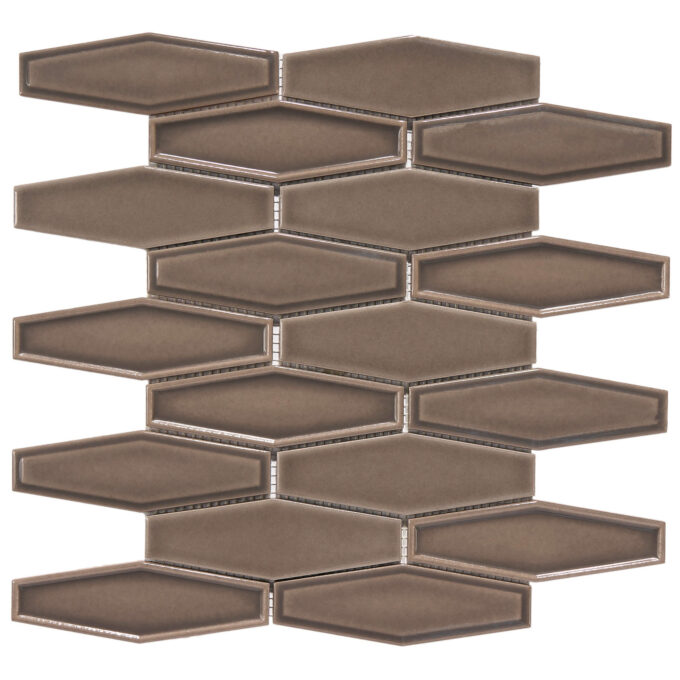 Honeycomb 1.5" x 4.9" Brown Glossy Porcelain Mosaic Tile