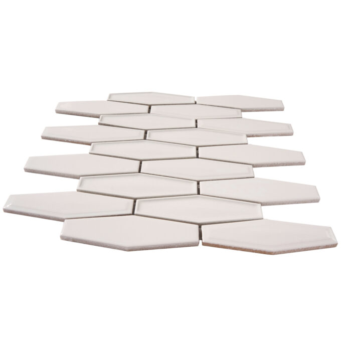 Honeycomb 1.5" x 4.9" Grey Glossy Porcelain Mosaic Tile - Image 3