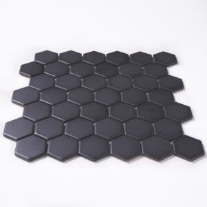 2'' x 2'' Hexagon Honeycomb Black Matte Mosaic Tile - Image 3