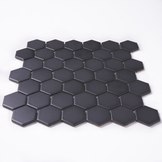 2'' x 2'' Hexagon Honeycomb Black Matte Mosaic Tile - Image 3
