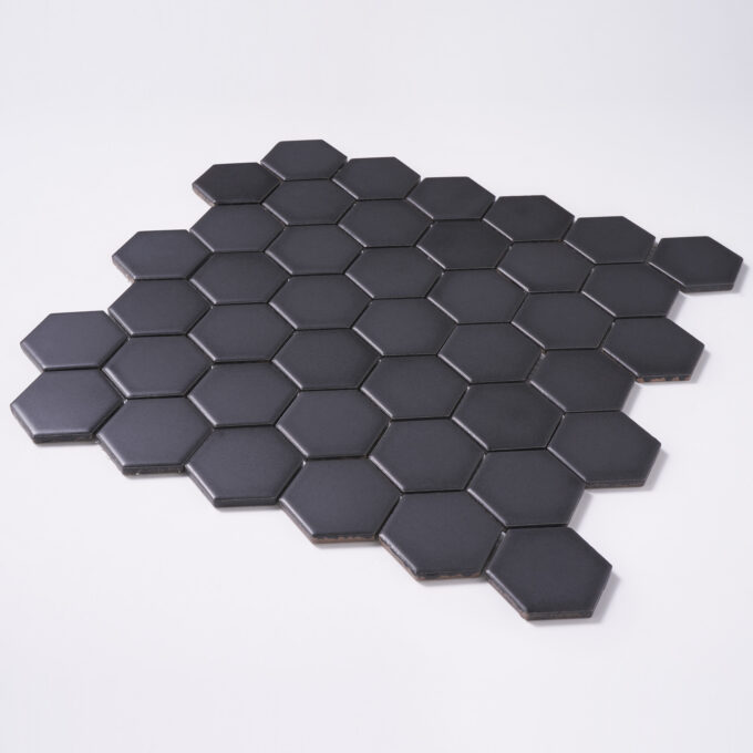 2'' x 2'' Hexagon Honeycomb Black Matte Mosaic Tile - Image 4