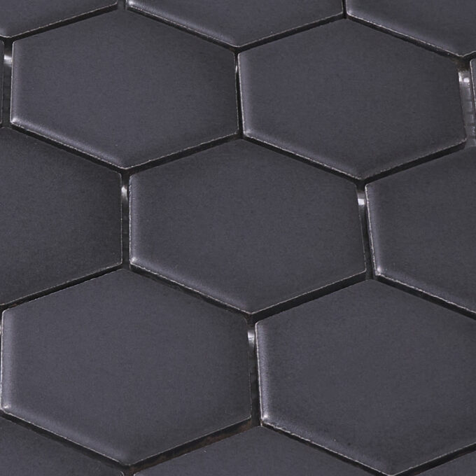 2'' x 2'' Hexagon Honeycomb Black Matte Mosaic Tile - Image 5