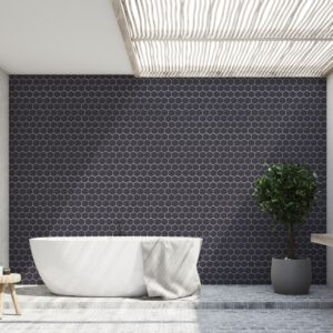 2'' x 2'' Hexagon Honeycomb Black Matte Mosaic Tile - Image 2