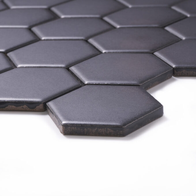 2'' x 2'' Hexagon Honeycomb Black Matte Mosaic Tile - Image 6