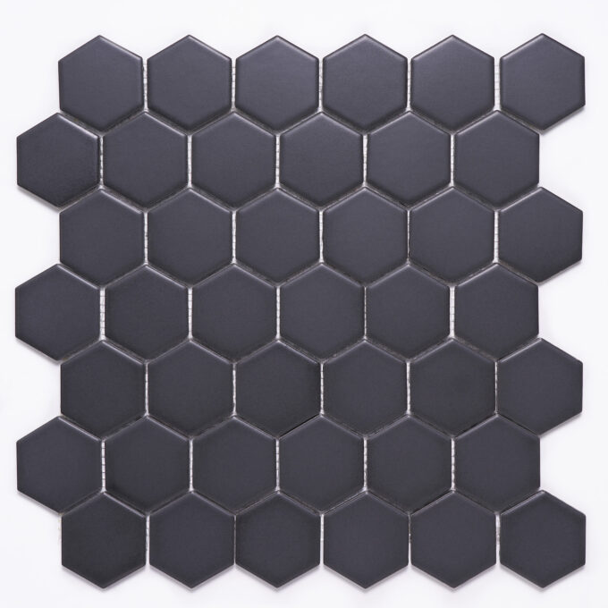 2'' x 2'' Hexagon Honeycomb Black Matte Mosaic Tile