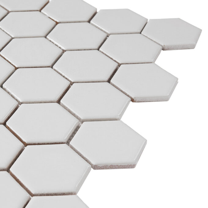 2'' x 2'' Hexagon Honeycomb Grey Glossy Mosaic Tile - Image 5