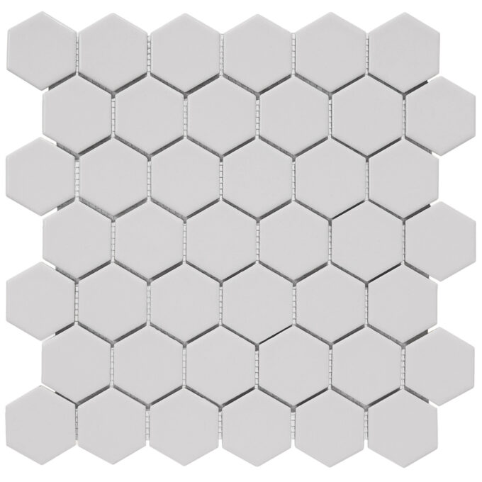 2'' x 2'' Hexagon Honeycomb Grey Glossy Mosaic Tile