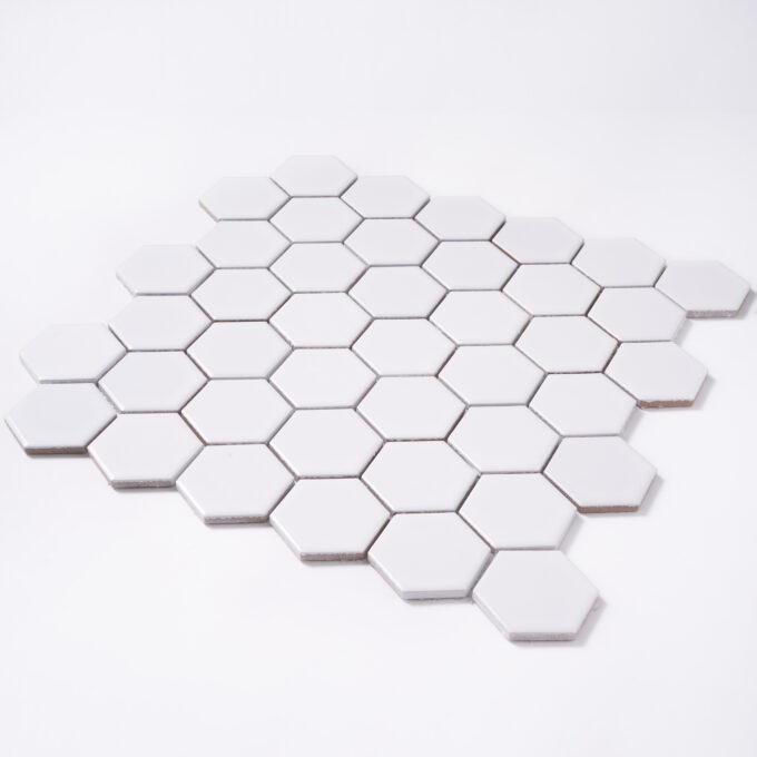 2'' x 2'' Hexagon Honeycomb White Glossy Mosaic Tile - Image 3