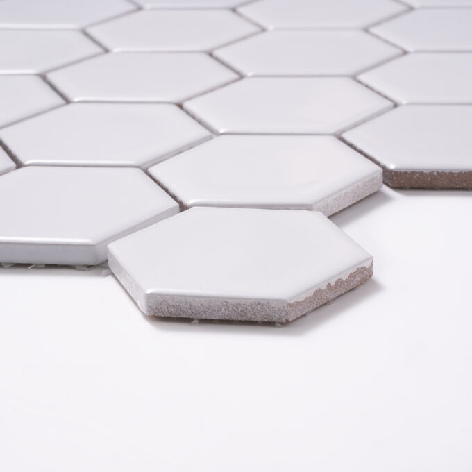 2'' x 2'' Hexagon Honeycomb White Glossy Mosaic Tile - Image 5