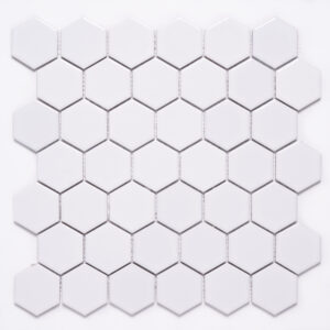 2'' x 2'' Hexagon Honeycomb White Glossy Mosaic Tile