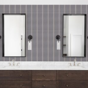 Villagio Stacked Brick Dark Grey Porcelain Mosaic Tile - Image 2