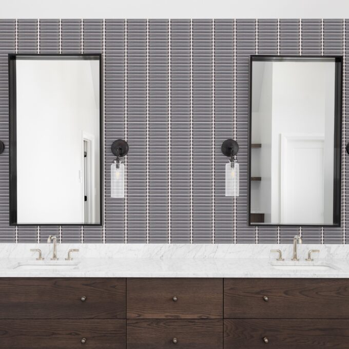 Villagio Stacked Brick Dark Grey Porcelain Mosaic Tile - Image 2