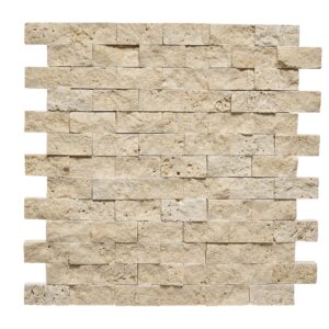 Ivory Travertine 1" x 2" Split Face Mosaic Tile