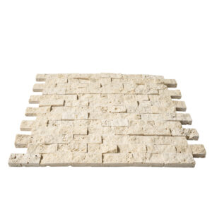 Ivory Travertine 1" x 2" Split Face Mosaic Tile - Image 2