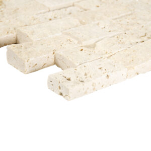 Ivory Travertine 1" x 2" Split Face Mosaic Tile - Image 4