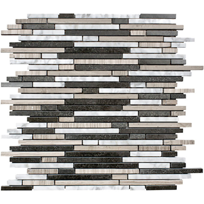 Gray-White-Taupe Marble Mixed Polished Random Strips