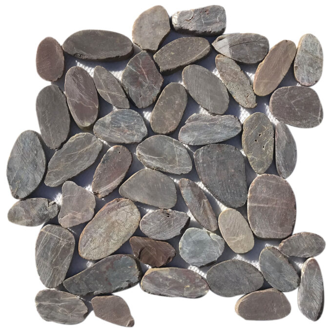 Crimson Natural Stone Sliced Pebble Mosaic Tile