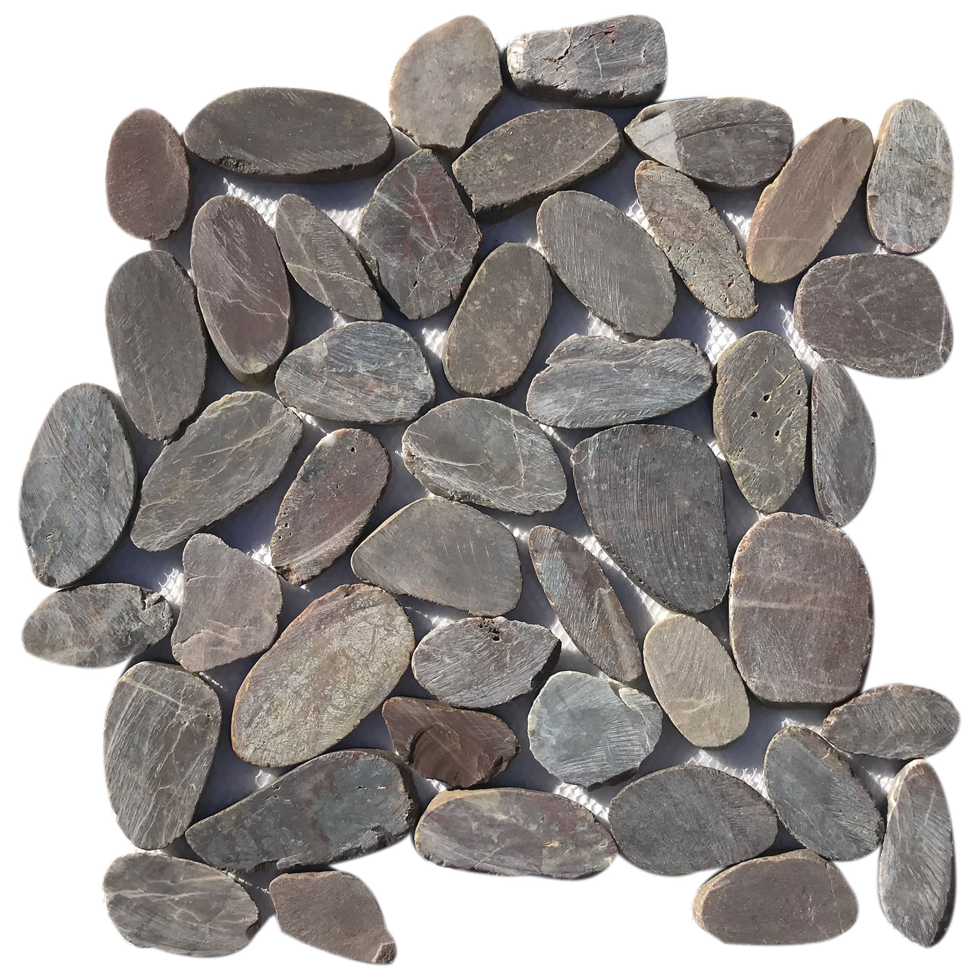 Crimson Natural Stone Sliced Pebble Mosaic Tile