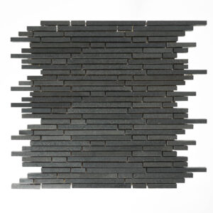 Vulcan Black Random Strips Honed Mosaic Tile