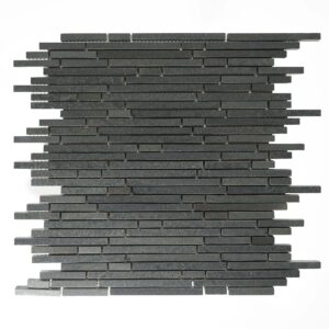 Vulcan Black Random Strips Honed Mosaic Tile - Image 2