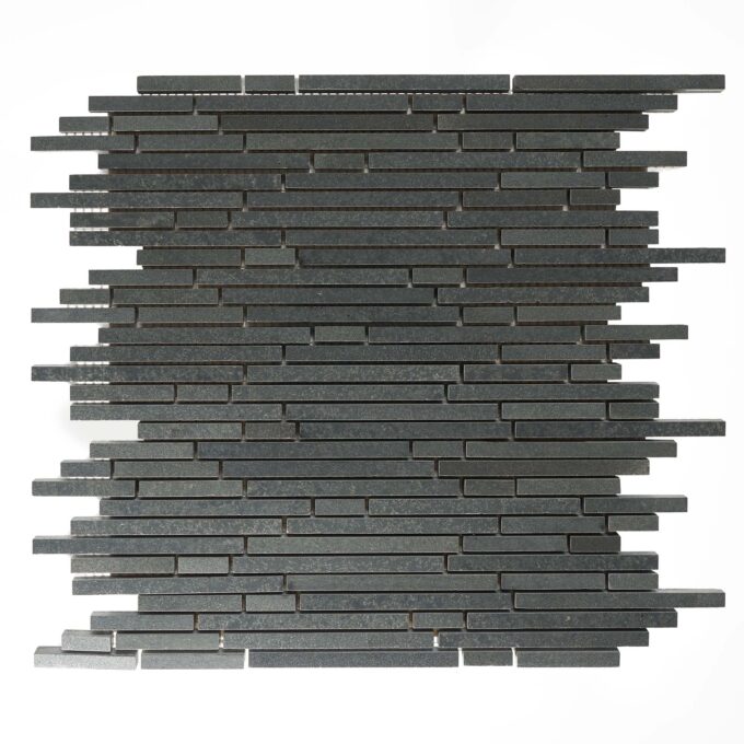Vulcan Black Random Strips Honed Mosaic Tile - Image 2