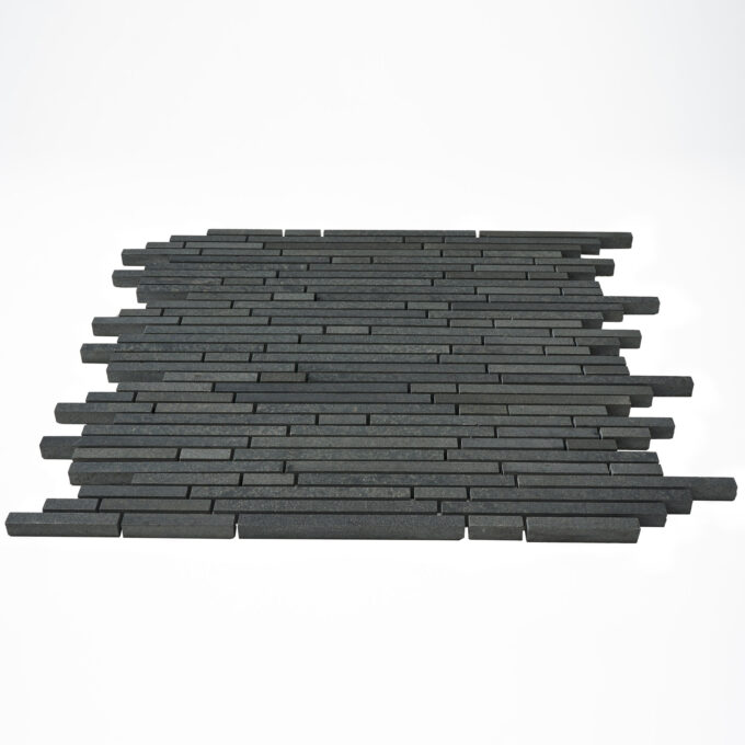 Vulcan Black Random Strips Honed Mosaic Tile - Image 3