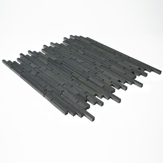 Vulcan Black Random Strips Honed Mosaic Tile - Image 4