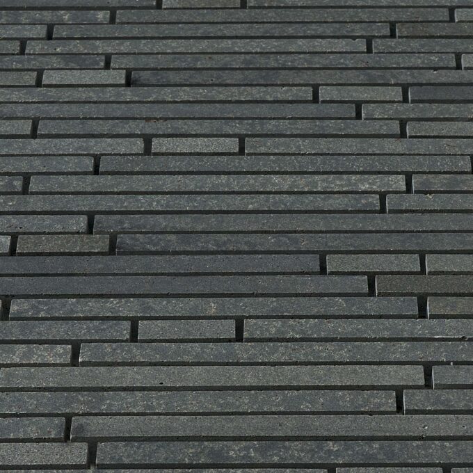 Vulcan Black Random Strips Honed Mosaic Tile - Image 5