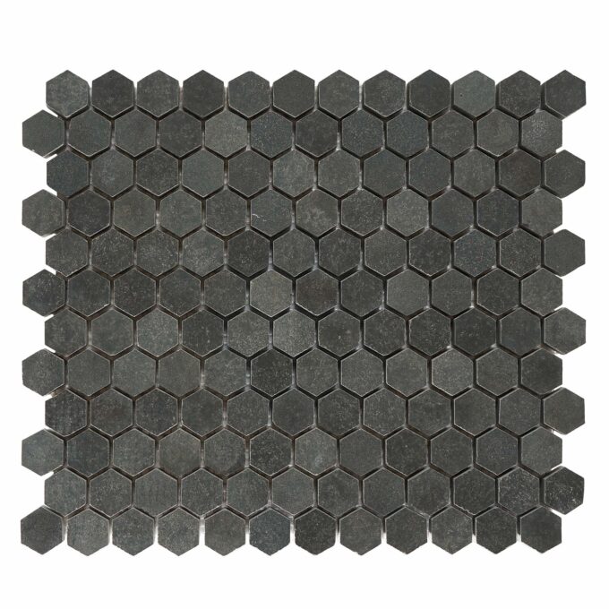 Vulcan Black 1 inch Hexagon Honed Mosaic Tile