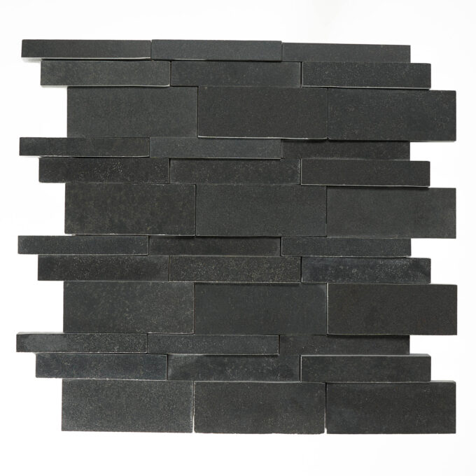 Vulcan Black 3D Honed Mosaic Tile