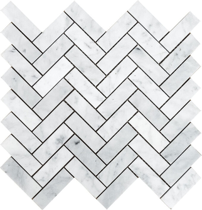 Carrara Marble 1" x 3" Herringbone Polished Mosaic Tile