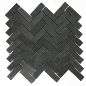 Vulcan Black Basalt 1" x 3" Herringbone Honed Mosaic