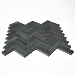 Vulcan Black Basalt 1" x 3" Herringbone Honed Mosaic - Image 2