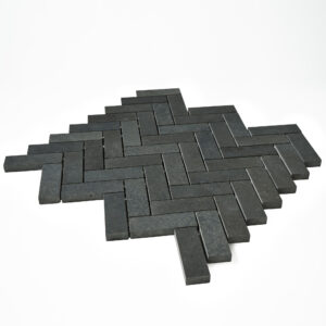 Vulcan Black Basalt 1" x 3" Herringbone Honed Mosaic - Image 3